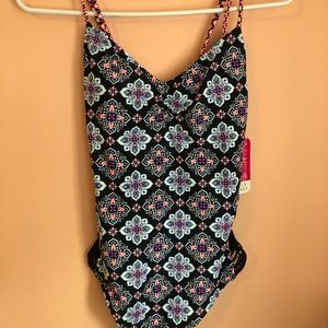 Hula Honey 1pc M Black/multi swimsuit Never Worn